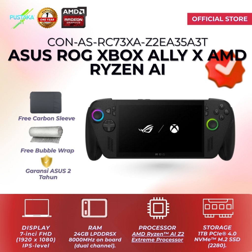 ASUS ROG XBOX ALLY X RYZEN AI Z2 EXTREME 24GB 1TB SSD WINDOWS 11  7.0" FHD 120HZ 100SRGB