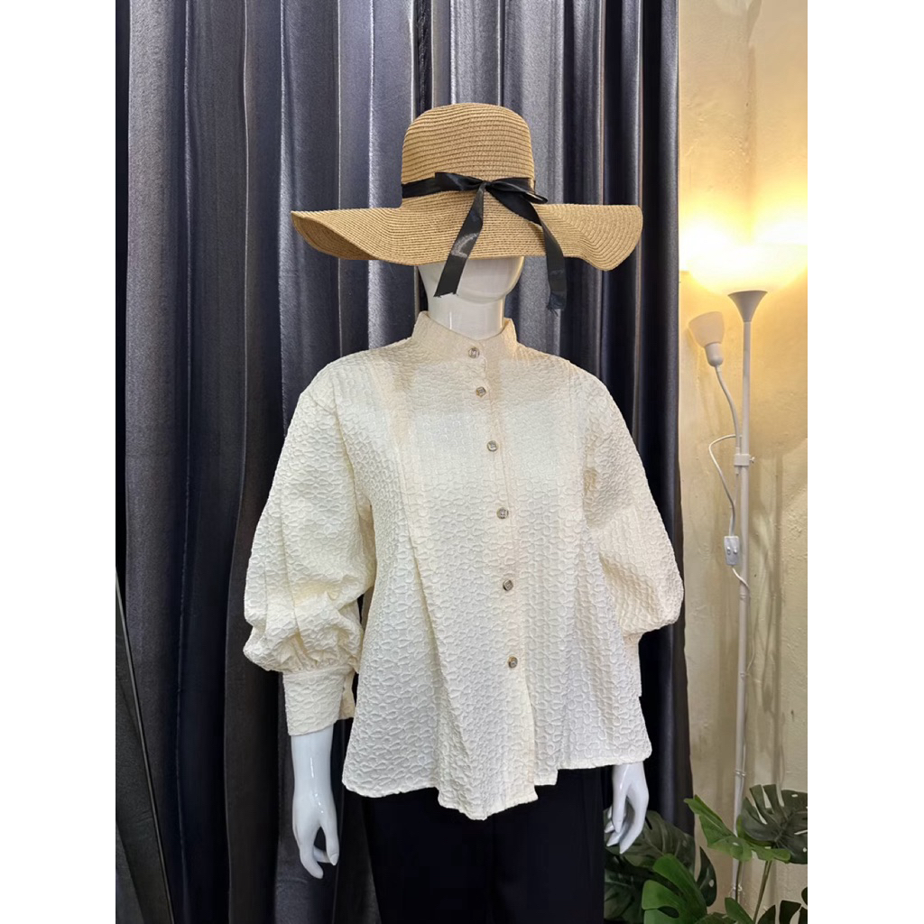 Kemeja Chia Atasan Wanita Kemeja Kekinian Baju Lebaran Kemeja Putih milky