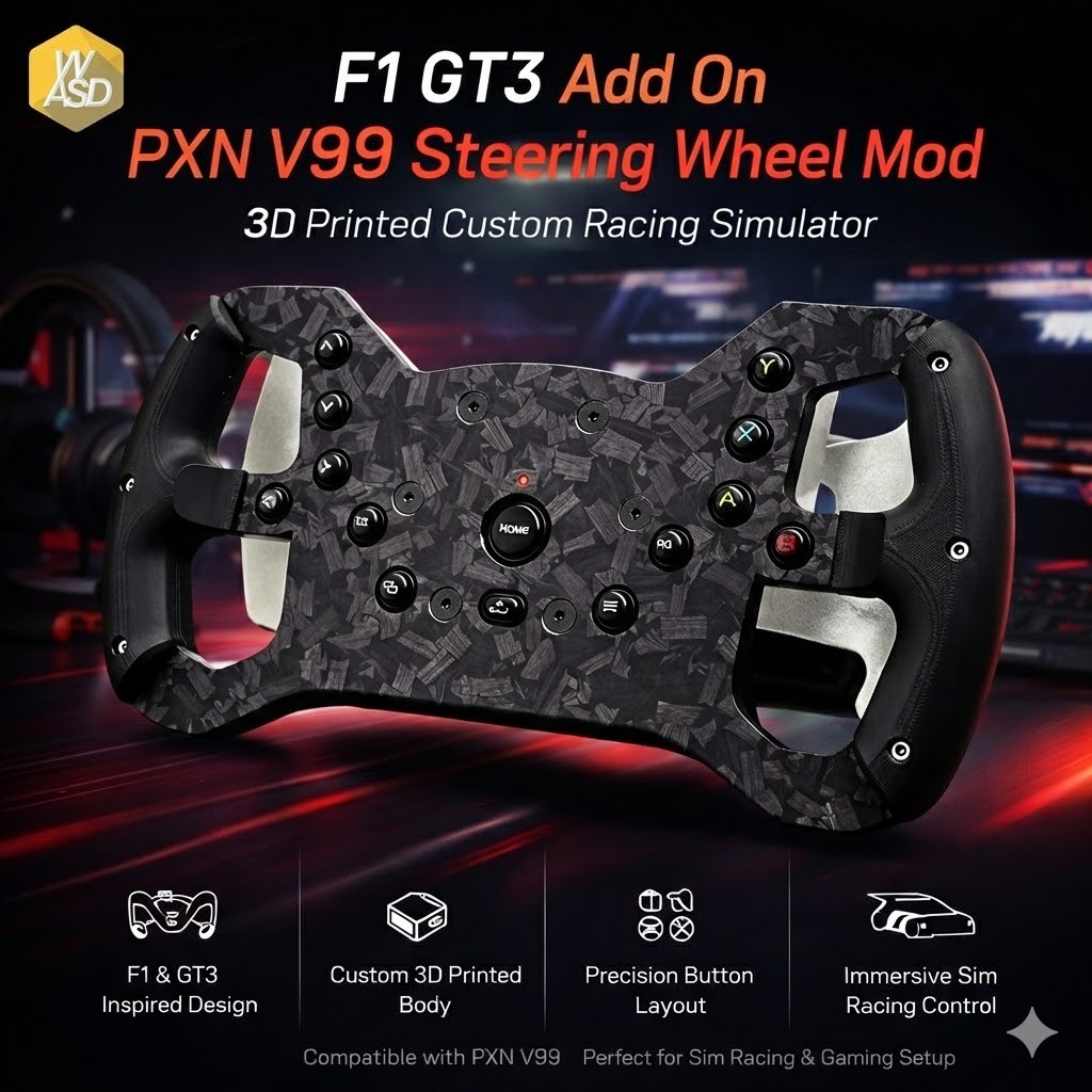 PXN V99 F1 GT3 Steering Wheel Mod – Add On Racing Simulator 3D Printed
