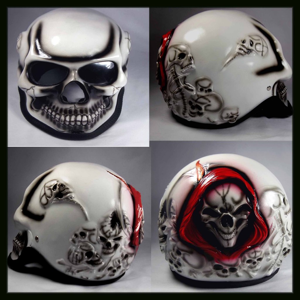 Helm Tengkorak Fullface Airbrush 3 Dimensi