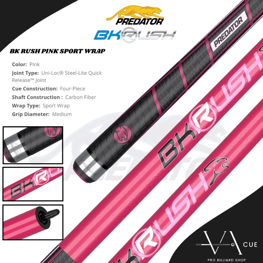 PREDATOR BK RUSH PINK SPORT WRAP-BREAK CUE