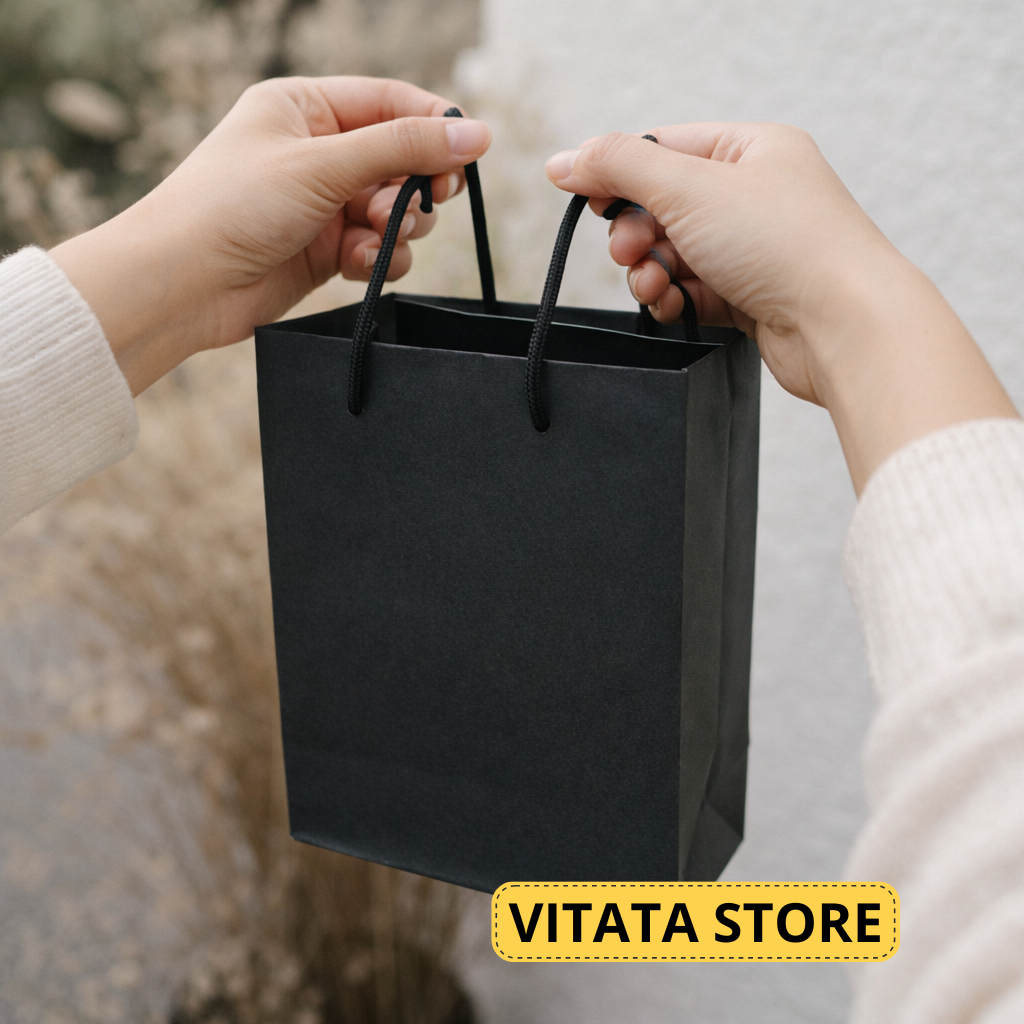 Paper Bag Kado Polos Hitam Small Tas Kado Hadiah Hampers