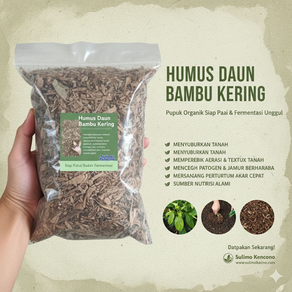 Sukmo Kencono - Pupuk Kompos Daun Bambu Kering 3 Liter Siap Pakai Sudah Fermentasi Humus Daun Pupuk 