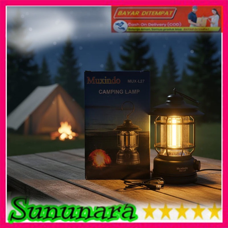SUNUNARA Lampu Lentera Outdoor Muxindo MUX-L27 Portable - Lampu Emergency  Lampu Camping Baterai Bis