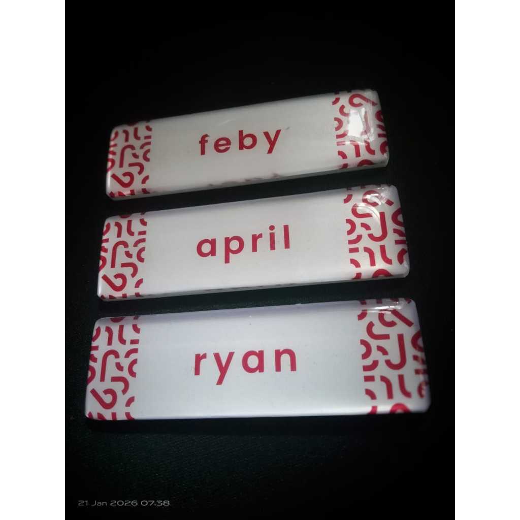 Name Tag Logo Matahari Papan Nama Dada Matahari Peniti dan Magnet 3M