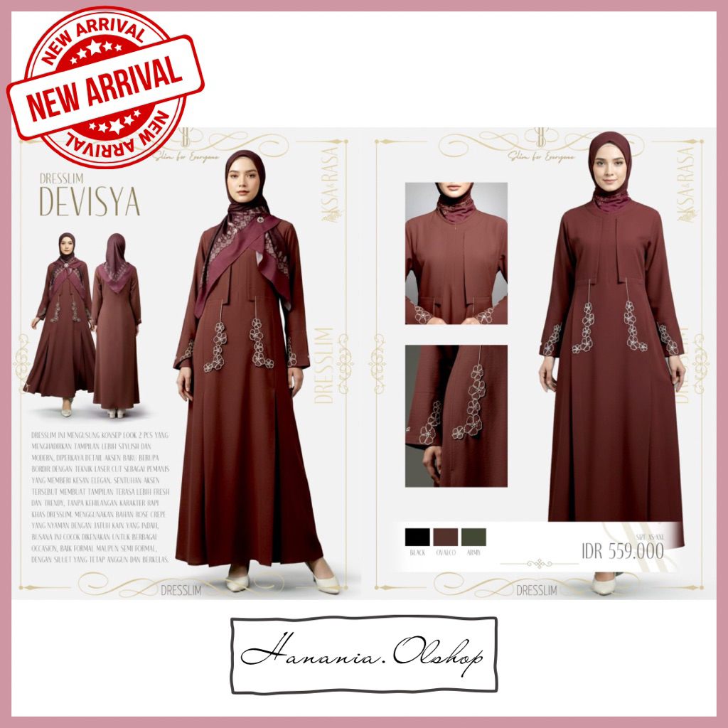 DISKON RABBANI - NEW ARRIVAL Dresslim Devisya Rabbani | gamis lebaran | gamis rabbani | dress shimme