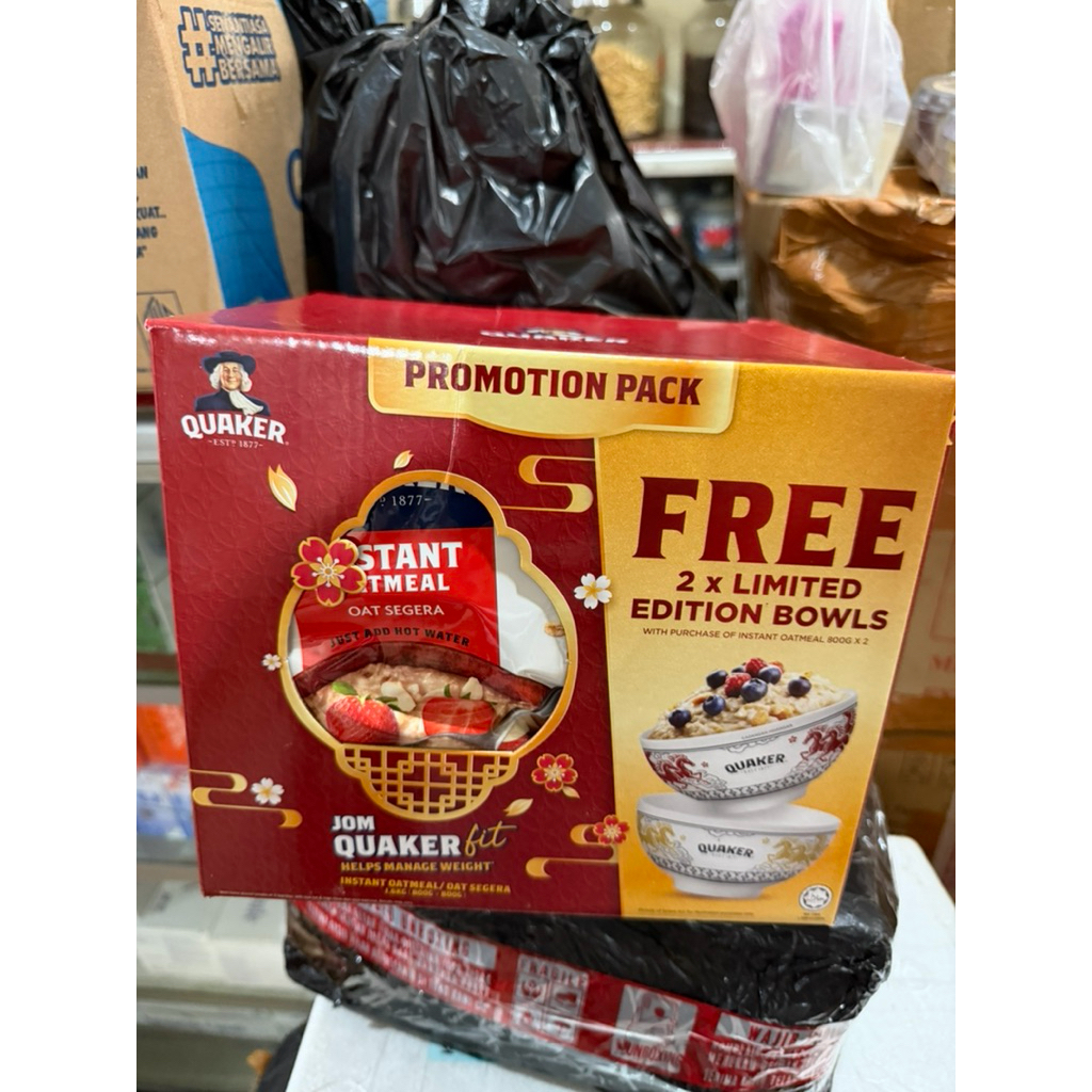 quaker oat 2x800 gram hadiah mangkok