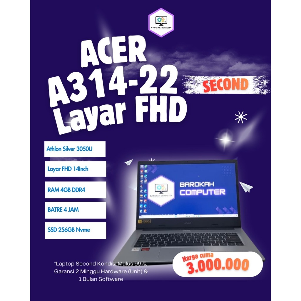 Acer Aspire A314-22 AMD Athlon Silver 3050U