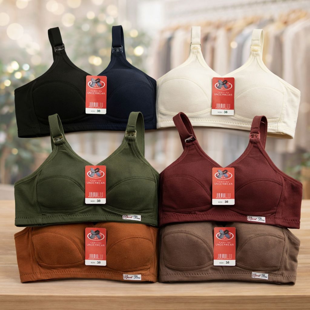 6 Pcs Bra Remaja Sporty tanpa Kawat Busa Ringan Halus dan Lembut