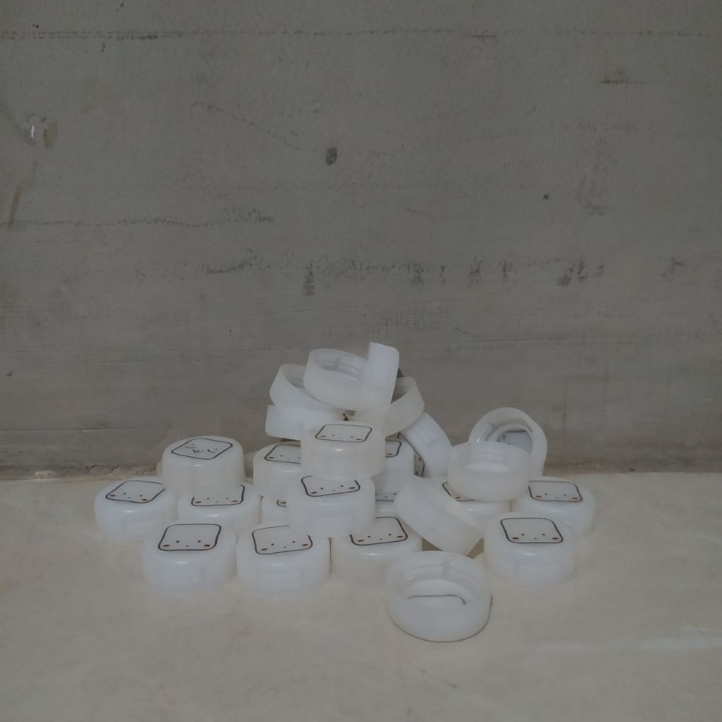 30pcs Tutup Botol Plastik Mogu Mogu Warna Putih Bening Karakter Lucu Bekas Bersih