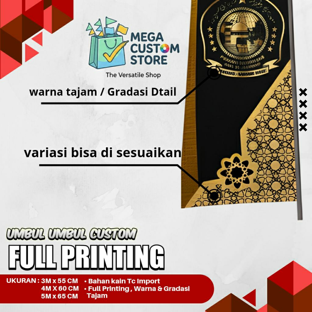 Juleashop Umbul Umbul Custom Persegi Fullprint 3 4 5 Meter Bendera Event Berqualitas