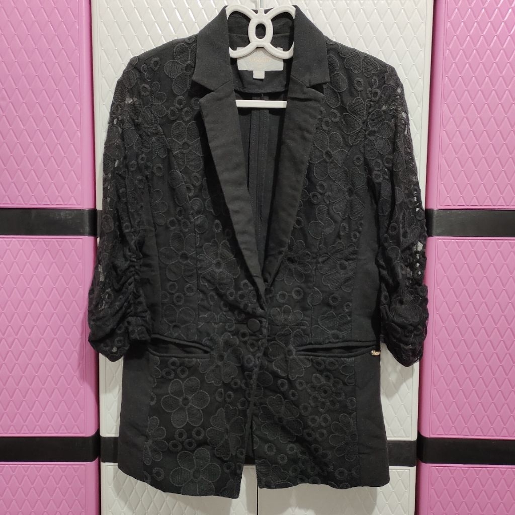 sale pre blazer brokat hitam premium