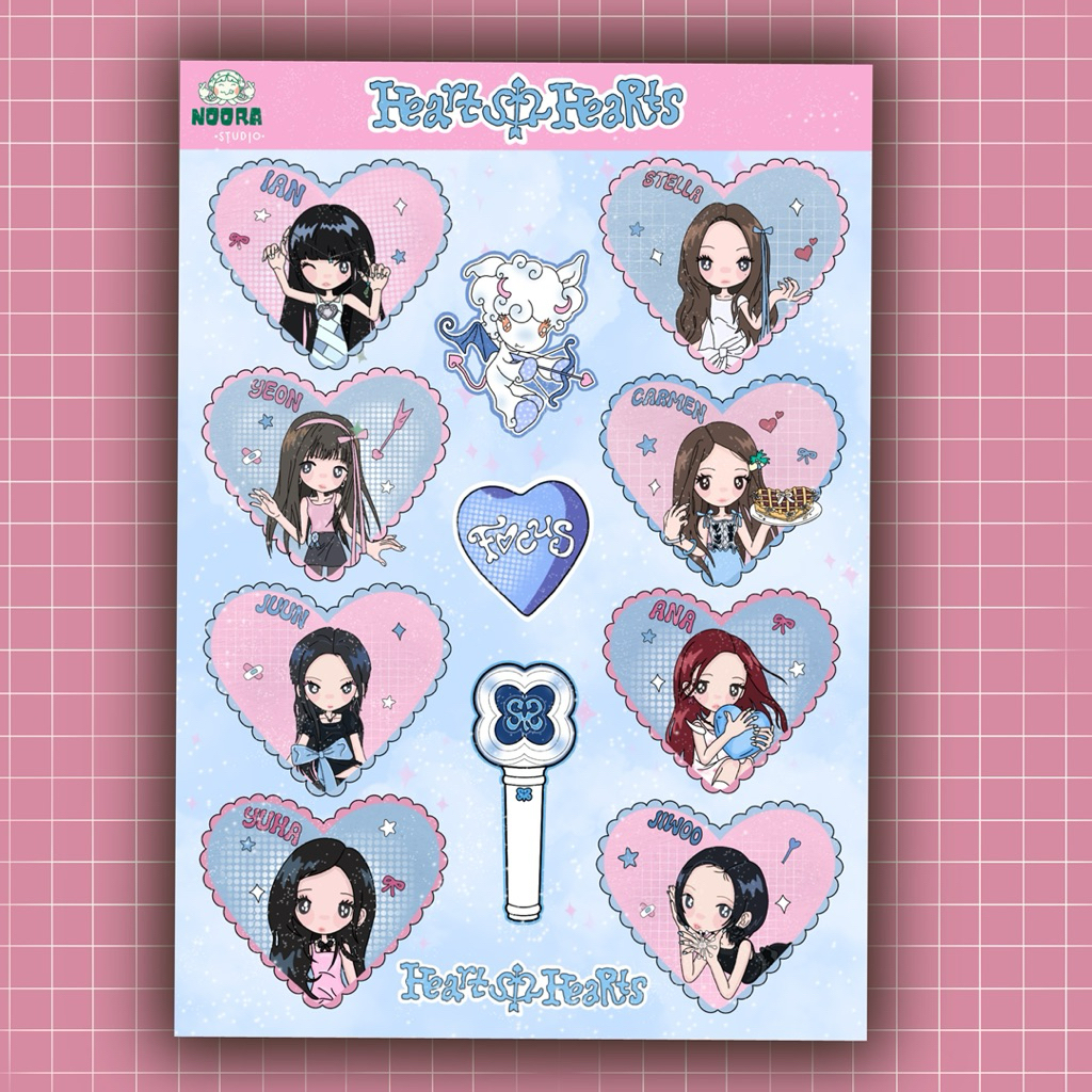 Hearts2Hearts Sticker Sheet Glitter | Stiker H2H Lucu