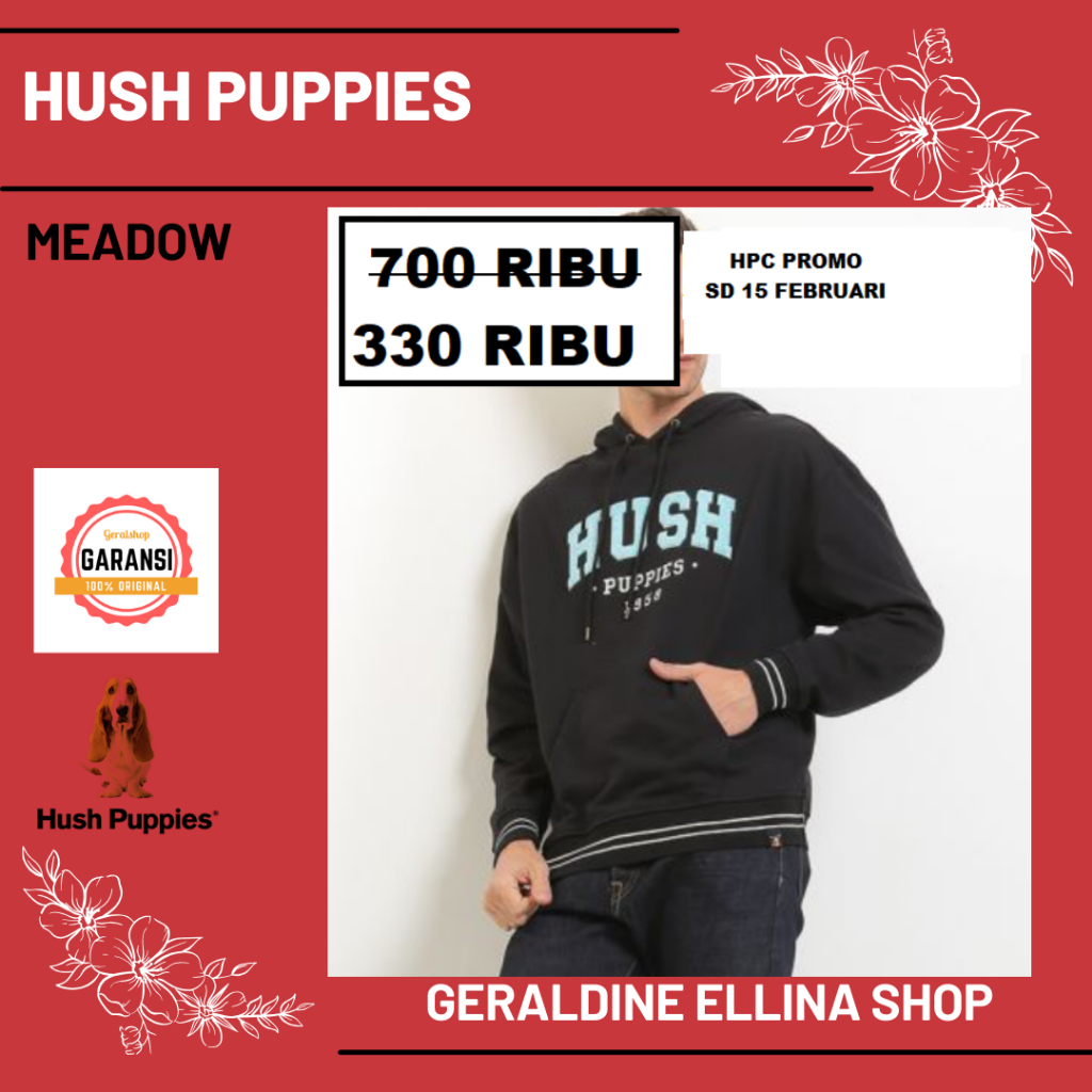 Jacket hoodie Hush Puppies pria 100% original seri MEADOW