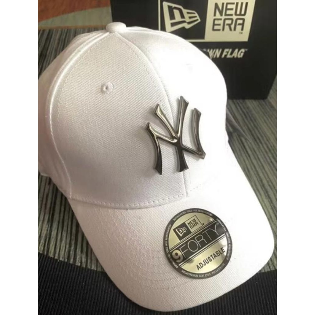 MLB Baseball Plat Besi Topi White