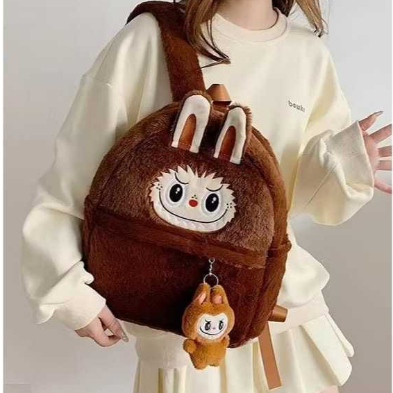 TOKO TAS MINNIE - Ransel Labubu tas Ransel Anak karakter bulu Mewah Super Lembut 2025