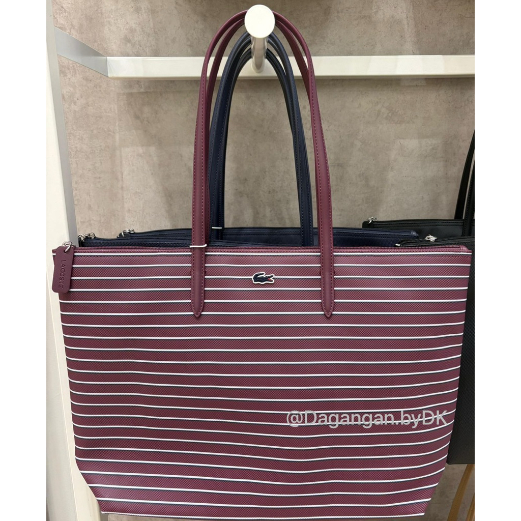 Tas Lacoste Tote Bag Original Barang Resmi 100% Red Maroon Large Size (Limited)