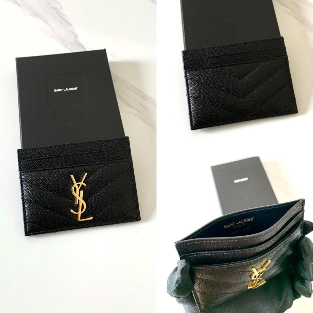 BNIB YSL Saint Laurent Card Holder Caviar Black GHW