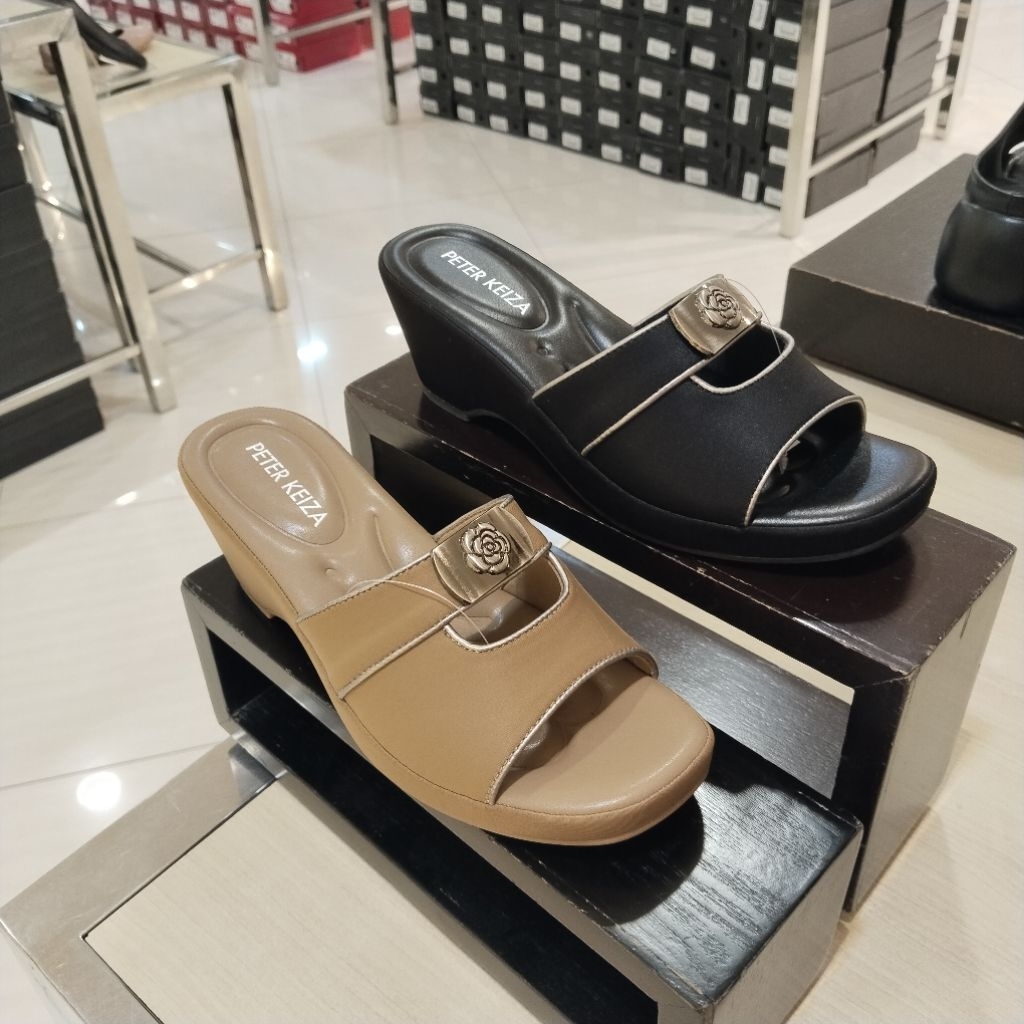 PETER KEIZA sandal wanita wedges 6cm empuk ringan