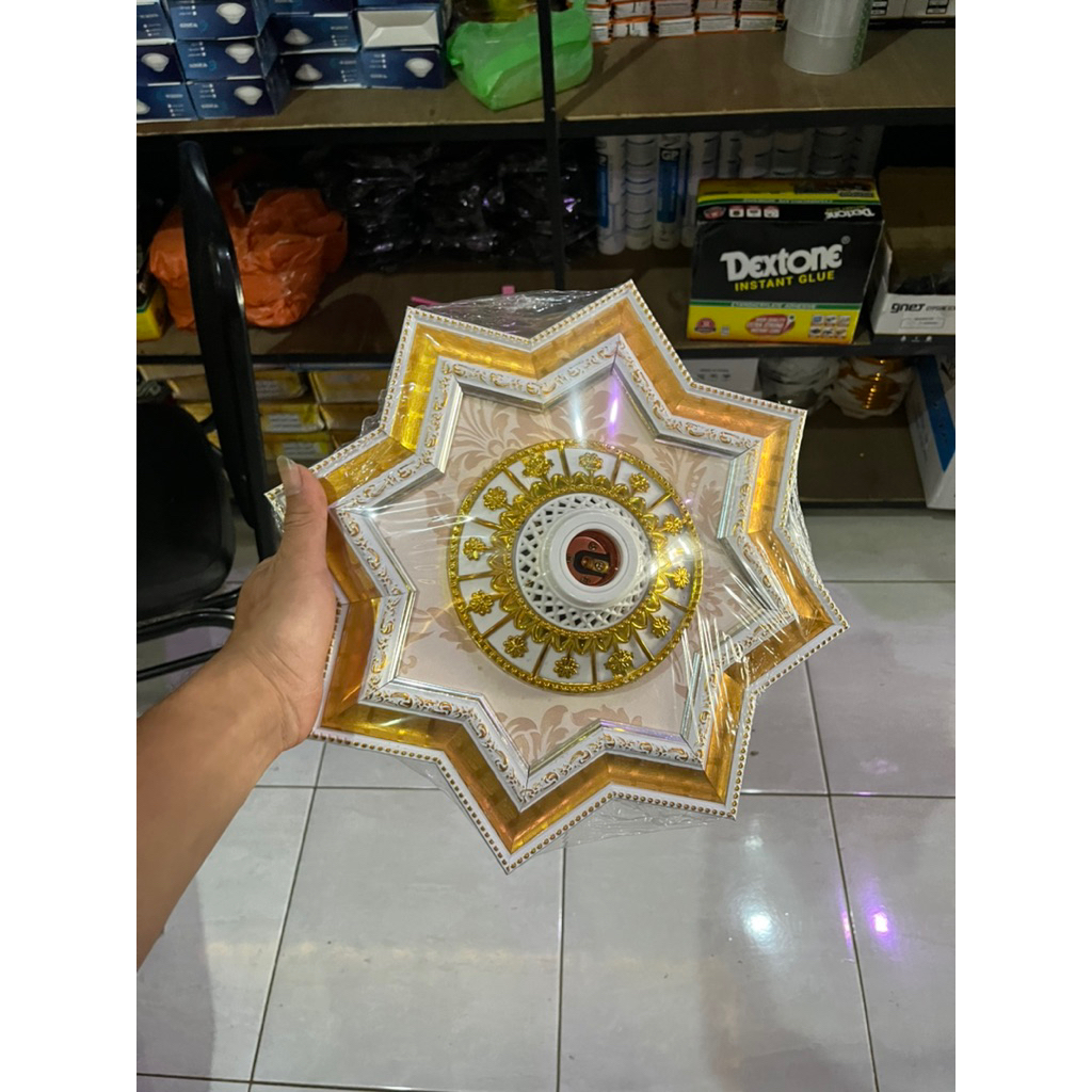ORNAMEN PLAFON PVC UKURAN 30cm / fitting lampu plafon PVC / GYPSUM