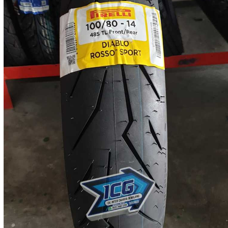 BAN TUBELESS PIRELLI UKURAN 100/80-14 DIABLO ROSSO SPORT COCOK UNTUK MOTOR DENGAN RING 14 SEPERTI VA