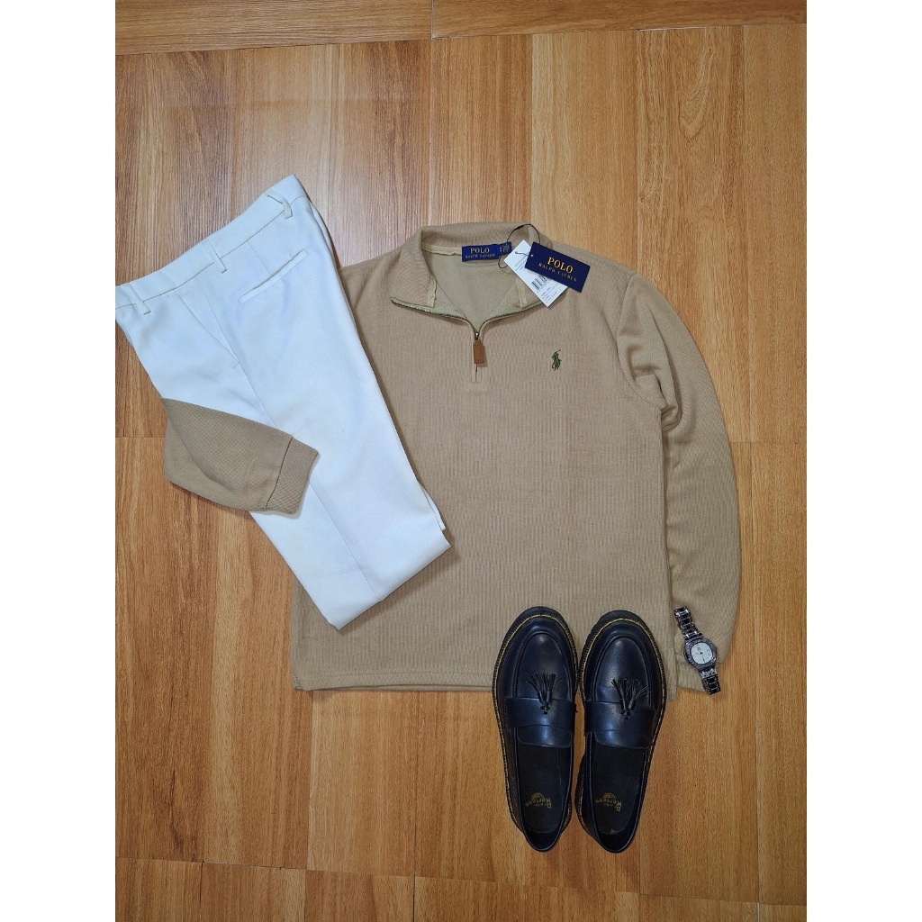 New Quarter Halfzip Brown Polo Ralph Lauren Pria Wanita Cotton Original