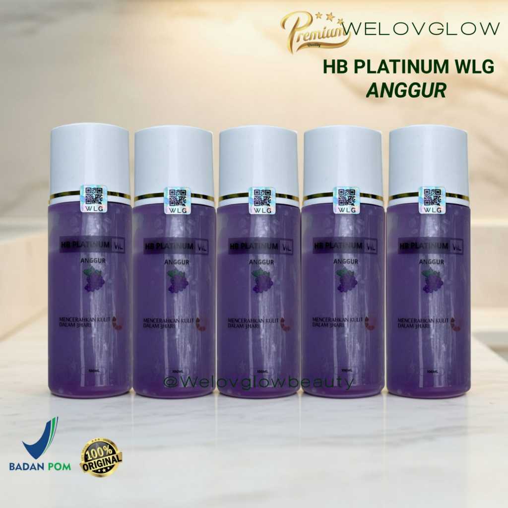 Paket Grosir 5 Botol HB Anggur Original BPOM Hb Platinum WLG Whitening Skin Booster Memutihkan Kulit