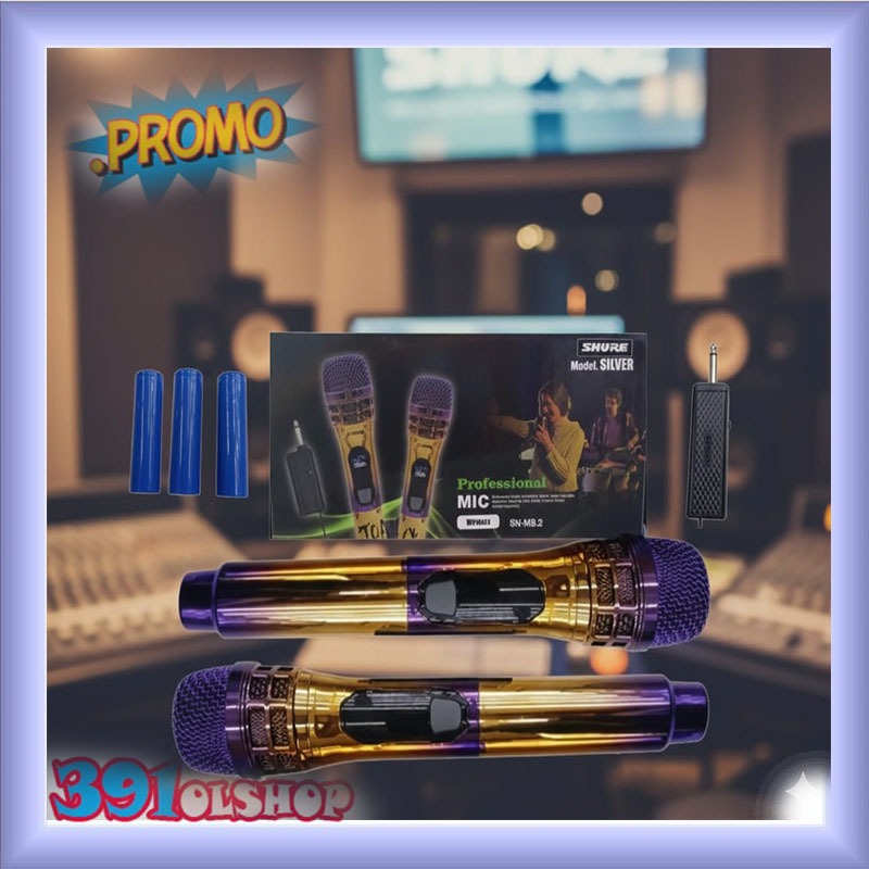 COD SHURE SN-M8.2 Mic Wireless Double Mic Tanpa Kabel Suara Bersih Receiver 3 Baterai Mic Shure Suar