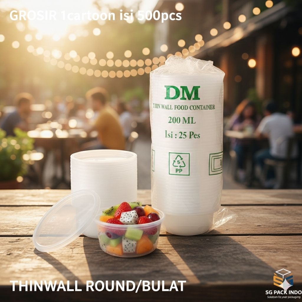 THINWALL DM (DEE MAK) ROUND / BULAT 200 ML GROSIR 1 CARTOON ISI 500 PCS