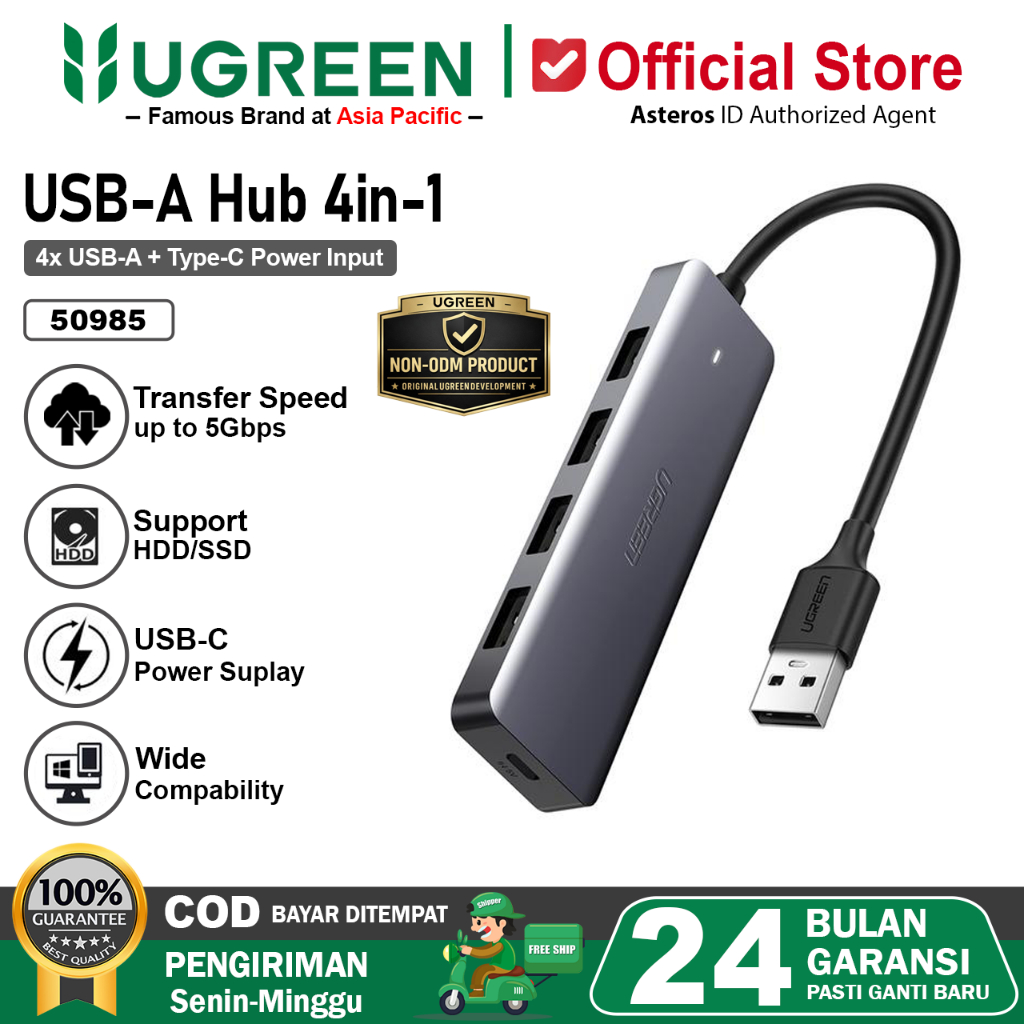 UGREEN USB Hub 4 Port USB 3.0 High Speed 5Gbps 50985