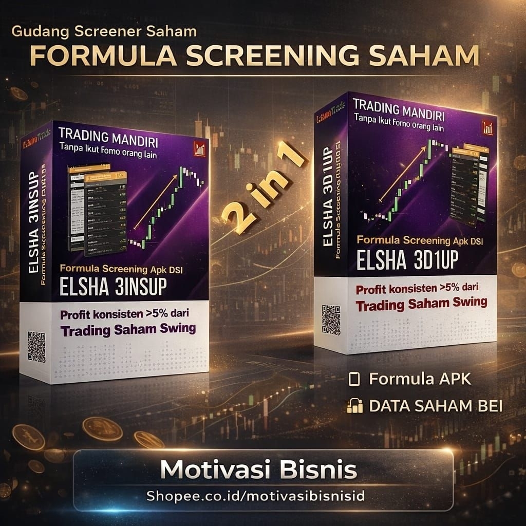 PROMO Paket 2-in-1 ELSHA 3D1UP-3INSUP Formula Screening Trading Saham Swing Rumus Screener Aplikasi 