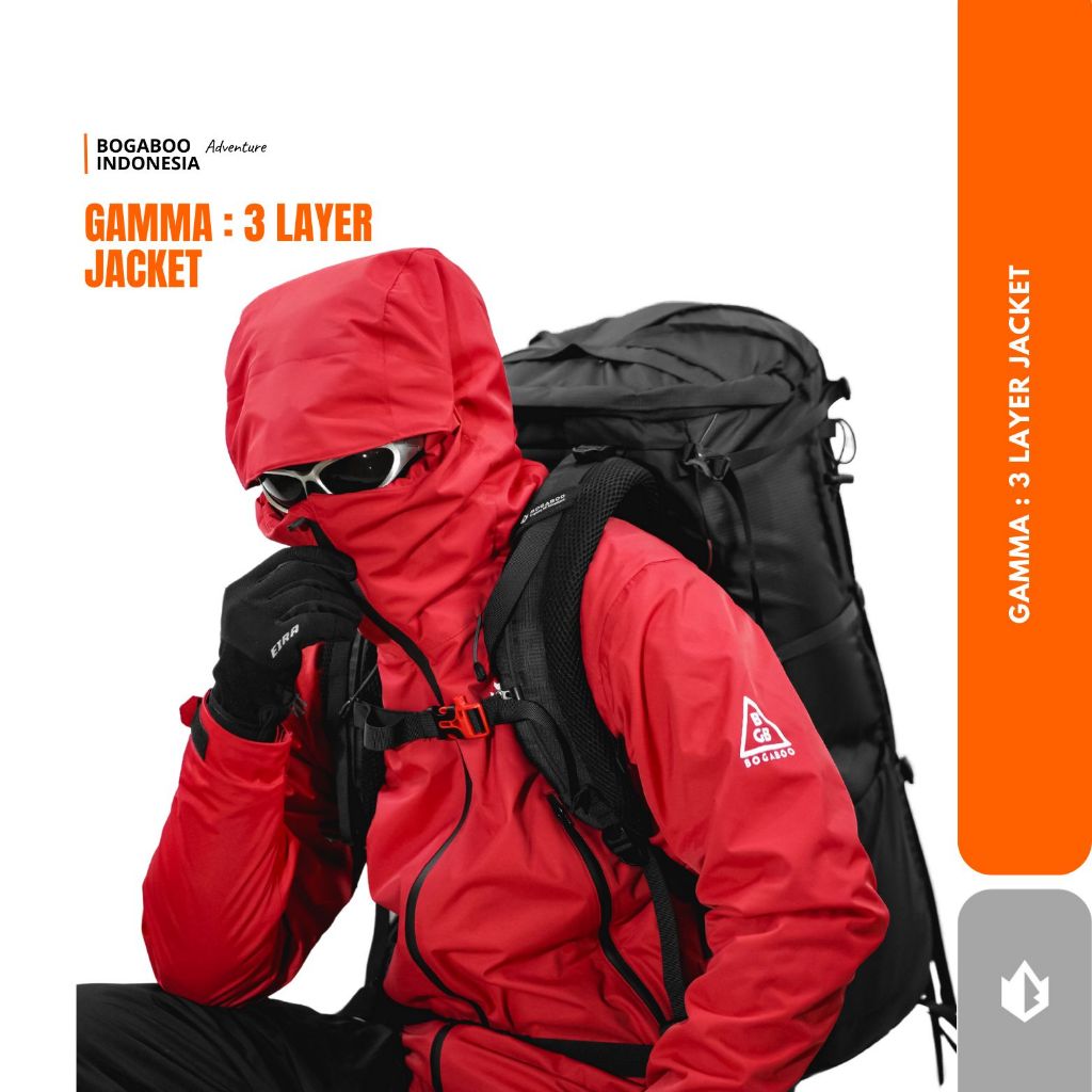 BOGABOO JACKET GAMMA WATERPROOF Pria Wanita  - JAKET GUNUNG Gorpcore - Jaket Anti Air Inner Polar wi