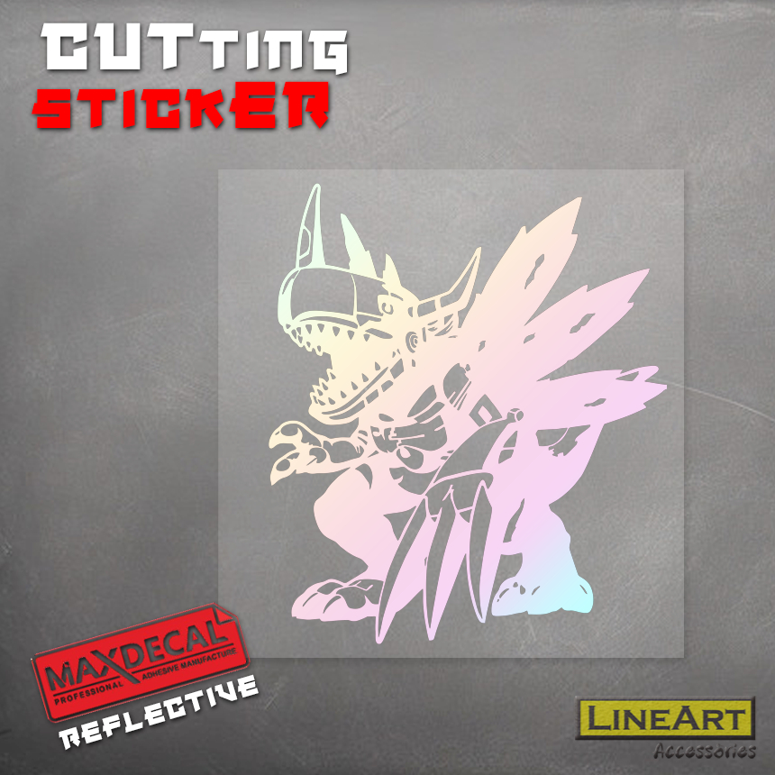 CUTTING STICKER ANIME DIGIMON KARAKTER METALGREYMON STICKER MOTOR MOBIL