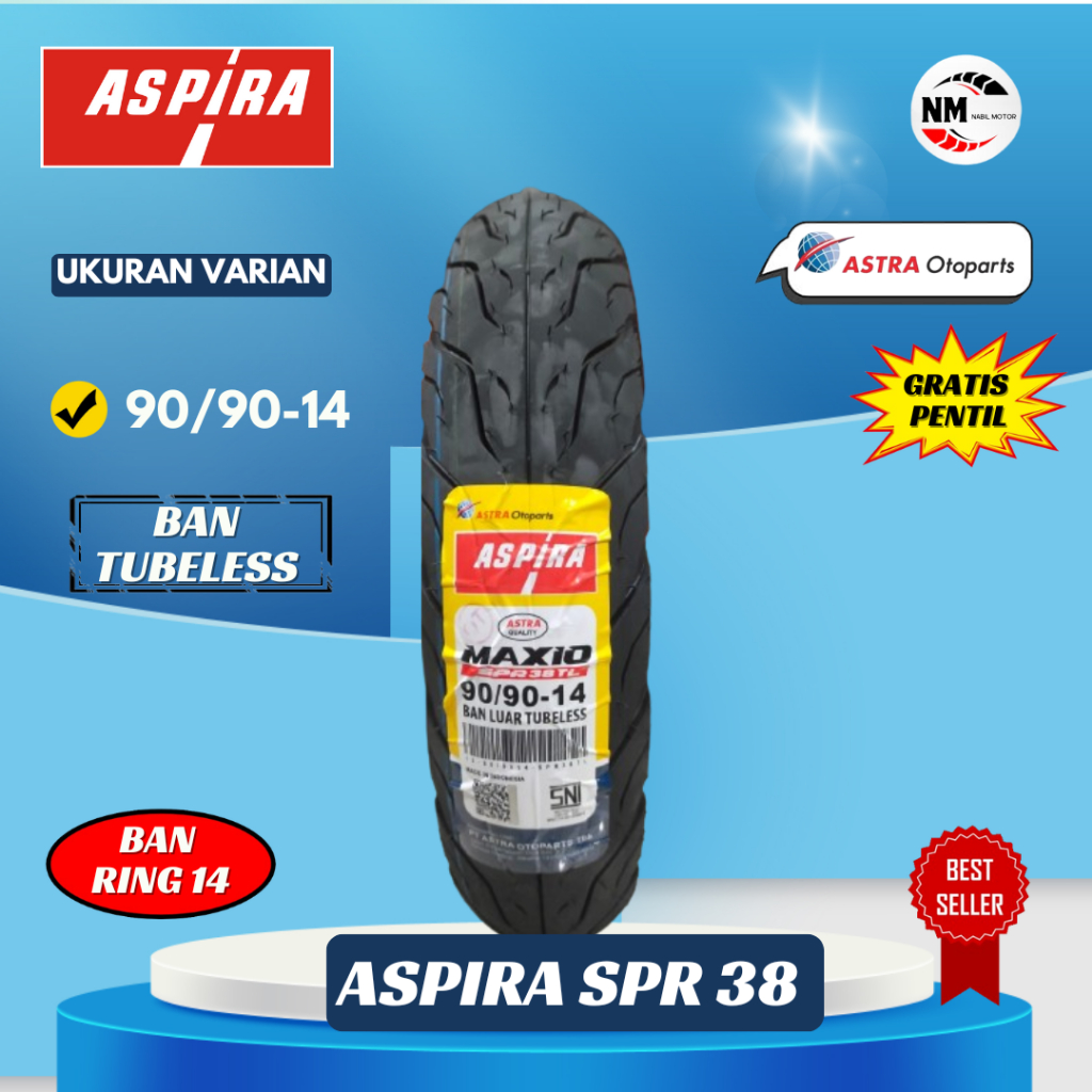 Ban Aspira Maxio SPR 38 90/90 -14 TUBELESS Maxio kembang Original Honda