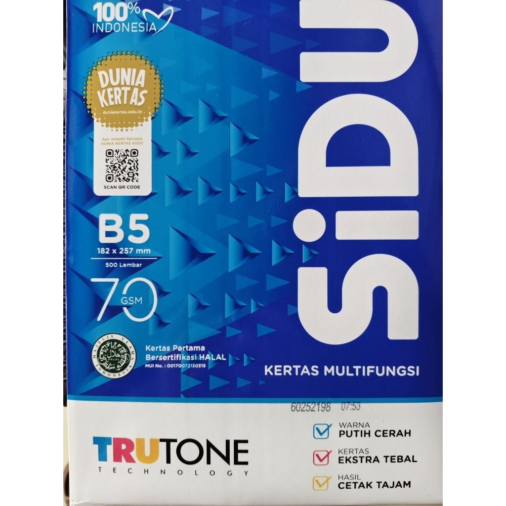 KERTAS HVS SIDU B5 70 Gsm