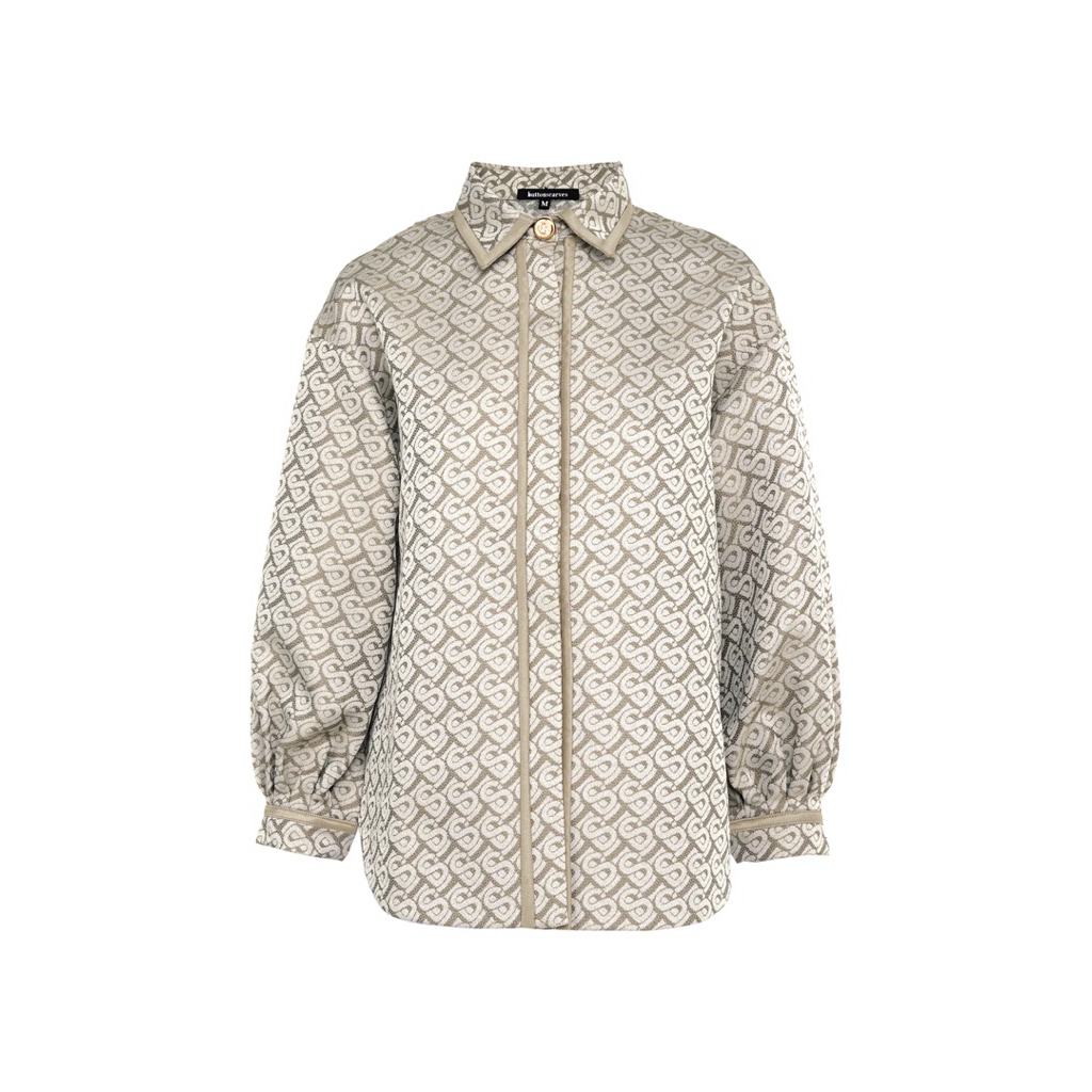 [PRELOVED] BUTTONSCARVES Bimu Jacquard Puff Shirt - Brown (Size M)