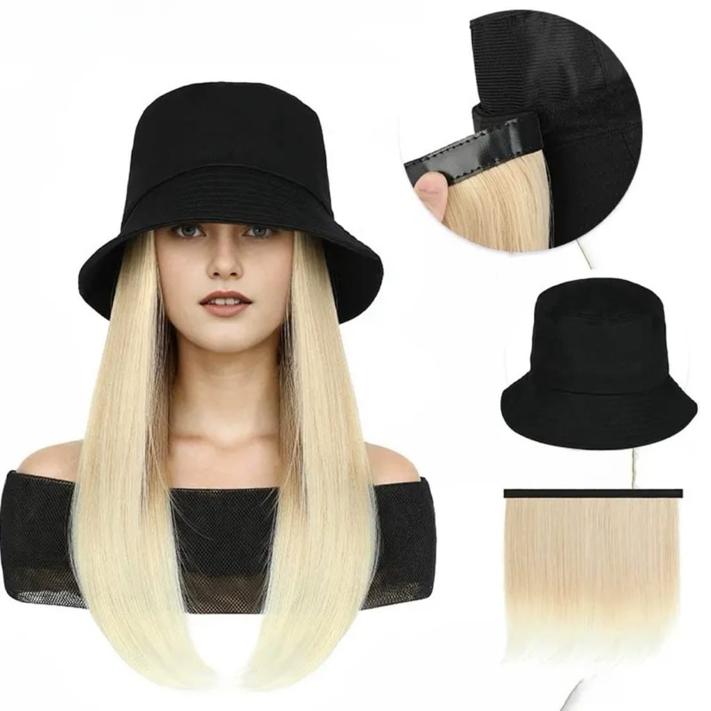 REHANA HAIR Wig Topi Wig Wanita Topi Bucket Wig Topi Bucket Topi Wig Korean Style Wig Bucket Topi Wi