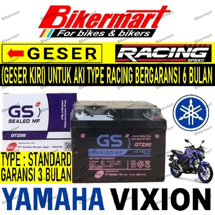 Aki Motor Yamaha Vixion GTZ5S Accu Kering MF