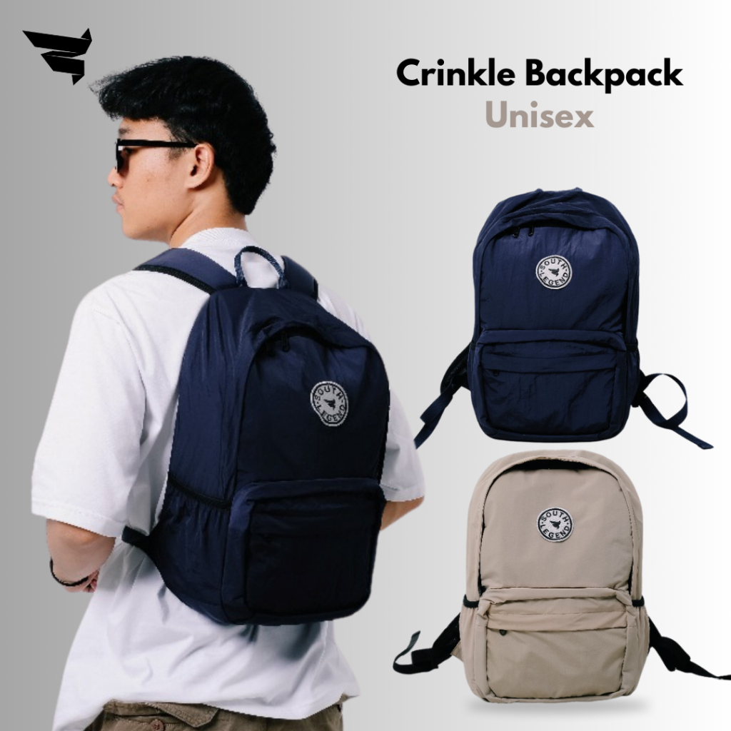 South Legend Backpack Unisex Stylish Fungsional Crinkle Tas Ransel Daily Travel Sekolah Multifungsi