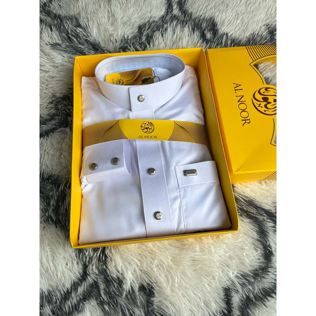 Jubah al noor premium putih manset