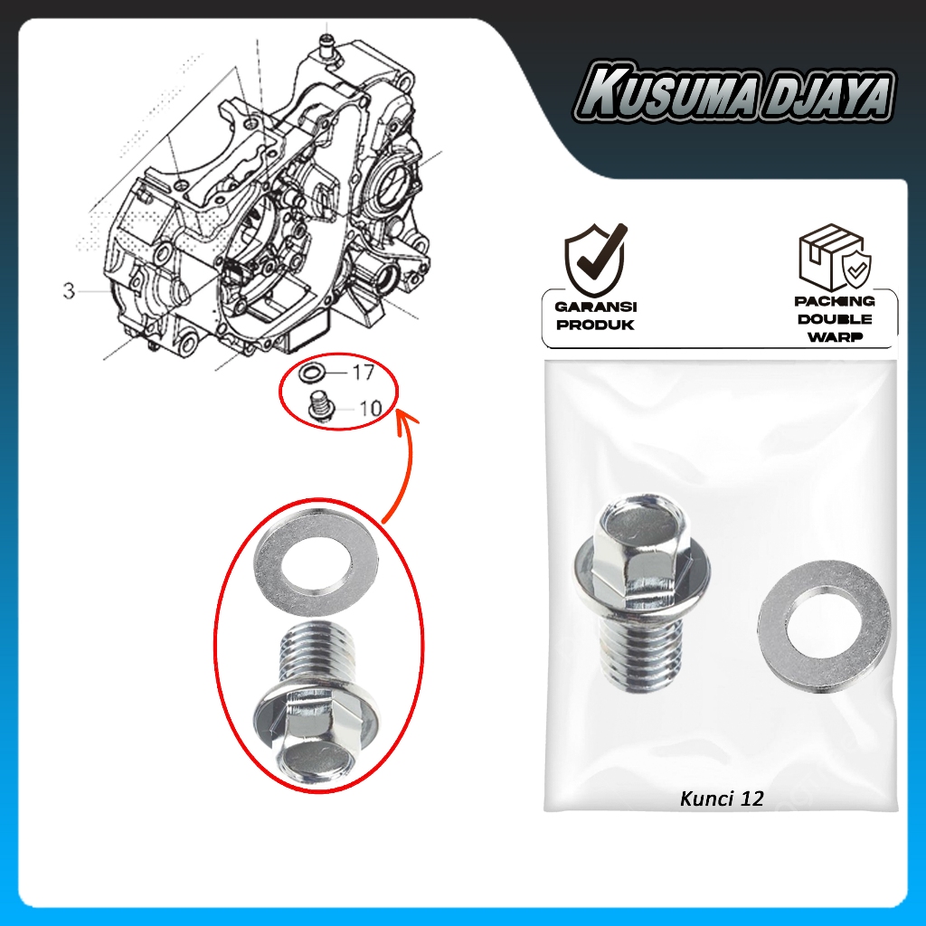 BAUT+RING TUTUP PEMBUANGAN OLI BAWAH VERZA CRF 150 SATUAN