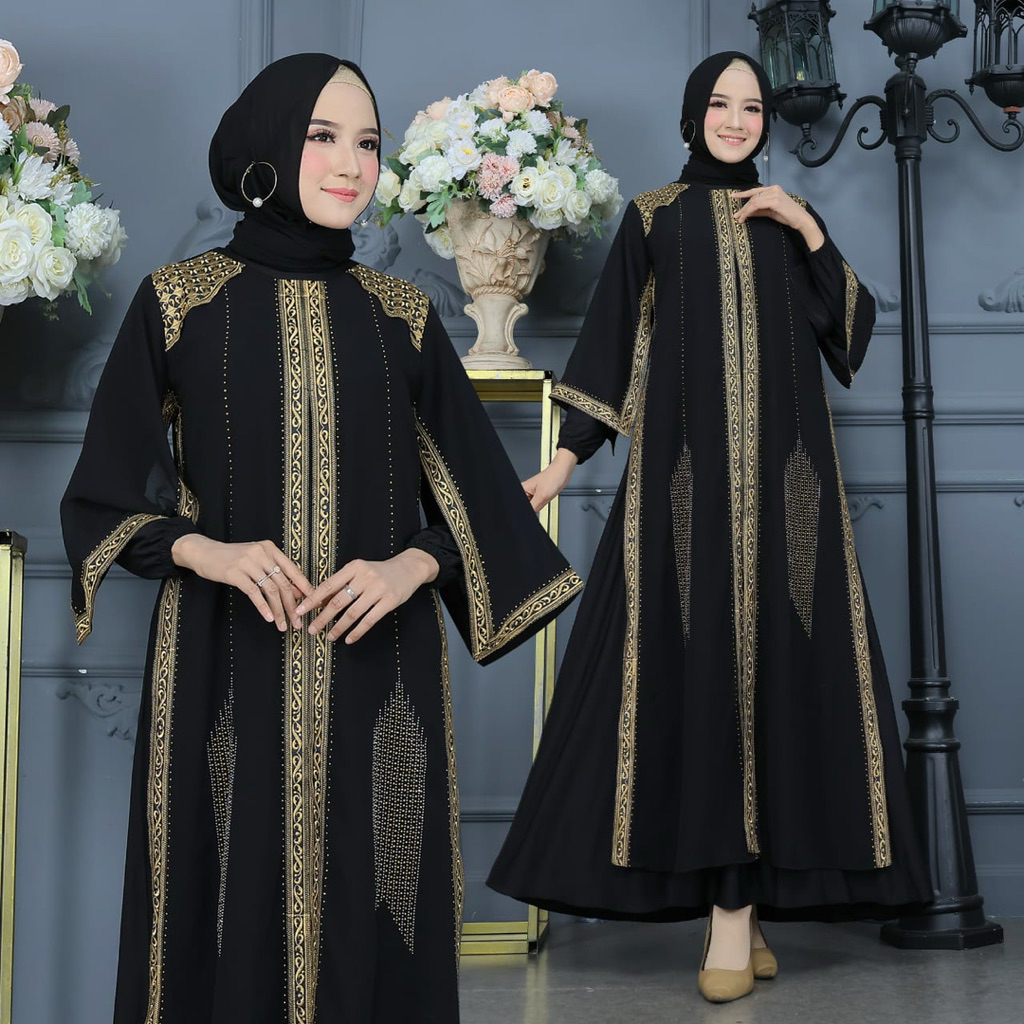 MF Store - Gamis Abaya Turki Kombinasi Payet dan Bordir Mewah Terbaru