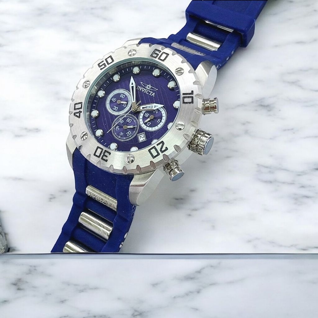 GROSIR TERMURAH...Jam Tangan Pria Sultan Keren New INVICTA PRO DIVER BEZEL Rantai Combi Rubber Brand