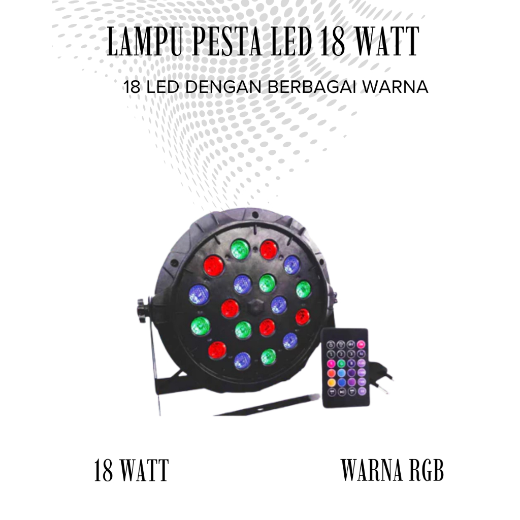 LAMPU SOROT DISCO LED 18 WATT RGB MITSUYAMA LAMPU PESTA WARNA WARNI LAMPU DISKO SOROT 18 LED RGB
