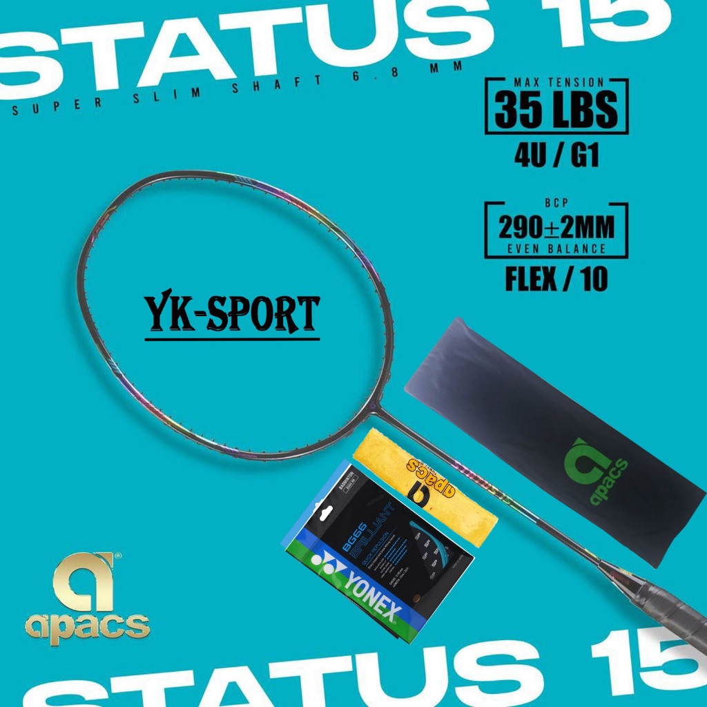 Raket Apacs Status 15 Bonus Komplit Senar Raket Badminton Apacs Status 15