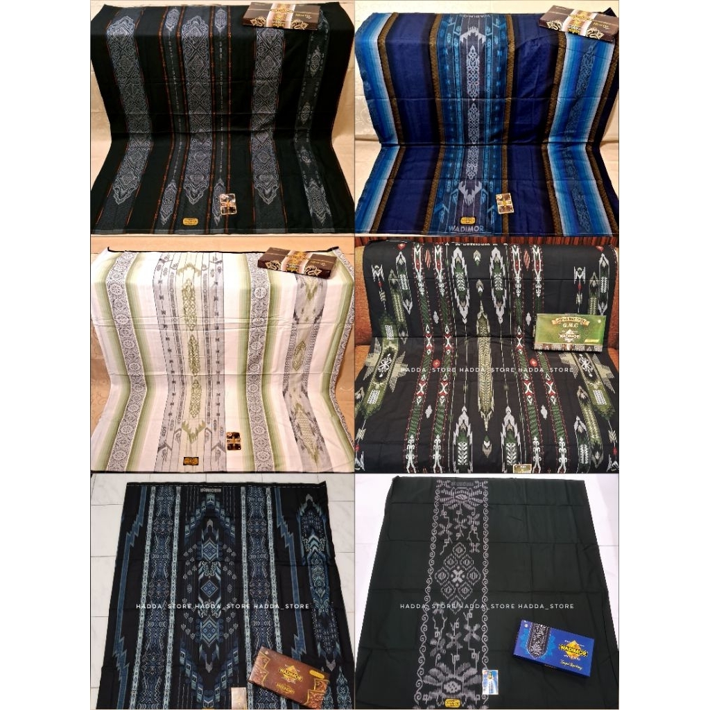 WADIMOR SARUNG TENUN GUNUNGAN MULTI COLOUR MOTIF BHS / SARUNG WADIMOR POLOS HITAM TUMPAL KEMBANG