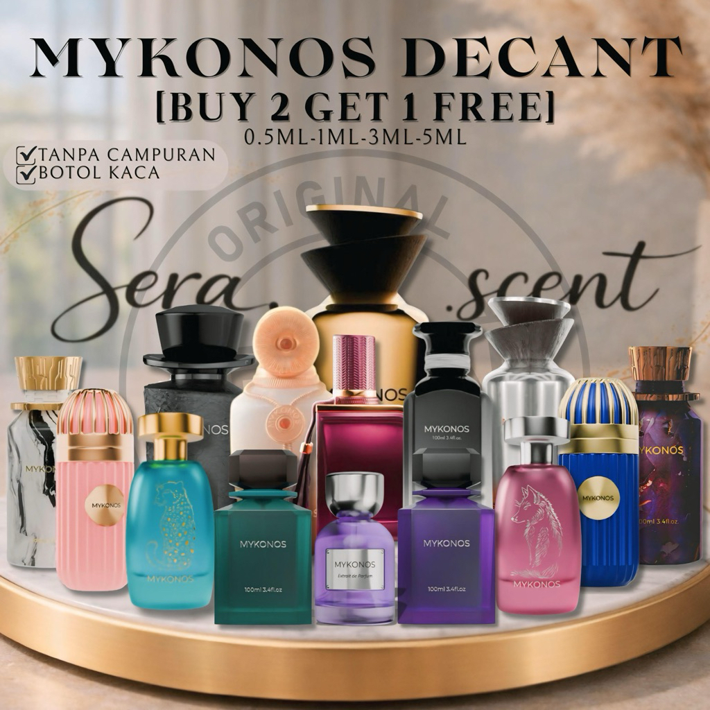 Decant Parfum Mykonos ORI 100% [0.5ml - 5ml] (BELI 2 GRATIS 1) Conquer, Inception, Penthouse, Sorren