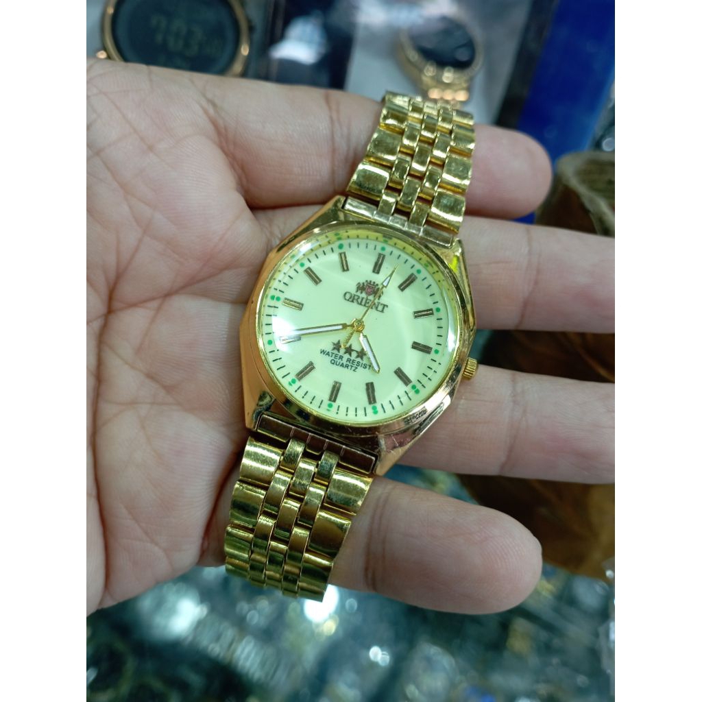 jam tangan pria orn quartz gold fashionable
