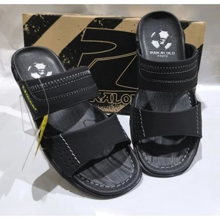 PAKALOLO Sandal Pria Kulit O R I G I N A L Hitam Motif Bola Ukuran 39-43 Pria Dewasa