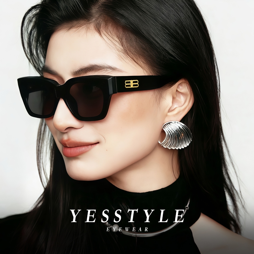 Yesstyle Kacamata Hitam Wanita Frame B Logo Gaya Mewah Elegan Sunglasses Fashion Anti UV400